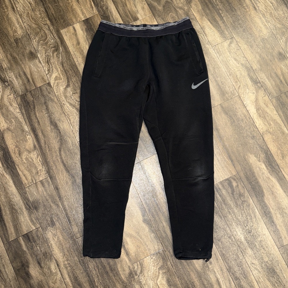 NIke Pro Warm Therma-Fit Textured Athletic Joggers Pants Men's Medium Black